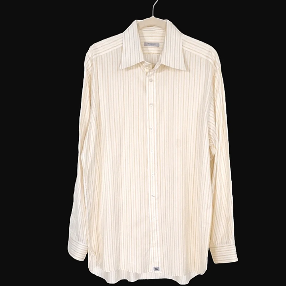 Burberry | Shirts | Burberry London Mens Yellow And White Striped Dress  Shirt Neck Size 7 | Poshmark